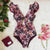 Luscious Floral Print Ruffled One Piece Swimsuit
