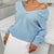 Oversize Knitted Long Sleeve Winter V-Neck Pullover Sweaters