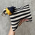 Striped Pattern Makeup Travel Pouches with Pompom Keychains