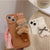 Cute Plush Bear with Bow Wrist Strap Holder Case For iPhone