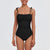 Sweet Ruched Tie Strap Solid-Color One-Piece Swimwear