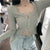 Trendy Fit Cozy O-neck Knitted Button-Up Long Sleeve Crop Top Sweaters