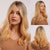 Medium Length Curly and Wavy Ombre Blonde Hair Wigs with Bangs