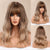 Medium Length Curly and Wavy Ombre Blonde Hair Wigs with Bangs
