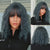 Medium Length Curly and Wavy Ombre Blonde Hair Wigs with Bangs