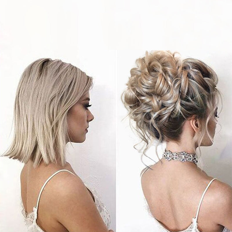 Curly and Messy Ponytail Claw Clipin Hair Bun Extension Wigs Boots N