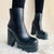 Chic and Trendy Chunky Square High Heel Zippered Ankle Boots for Women