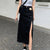 Vintage Style with Side-slit Denim Maxi Skirts