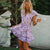 Adorable and Sweet Purple Floral Mini Summer Dress